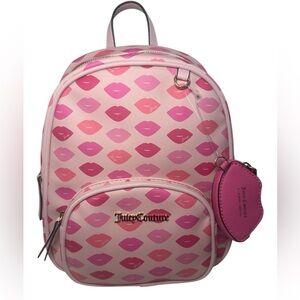 Juicy Couture New Sealed with a Kiss Backpack in Pink Faux Leather - NWT